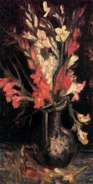 rojo Pintura al %C3%B3leo - Jarrón con Gladiolos Rojos 2 Vincent van Gogh Impresionismo Flores